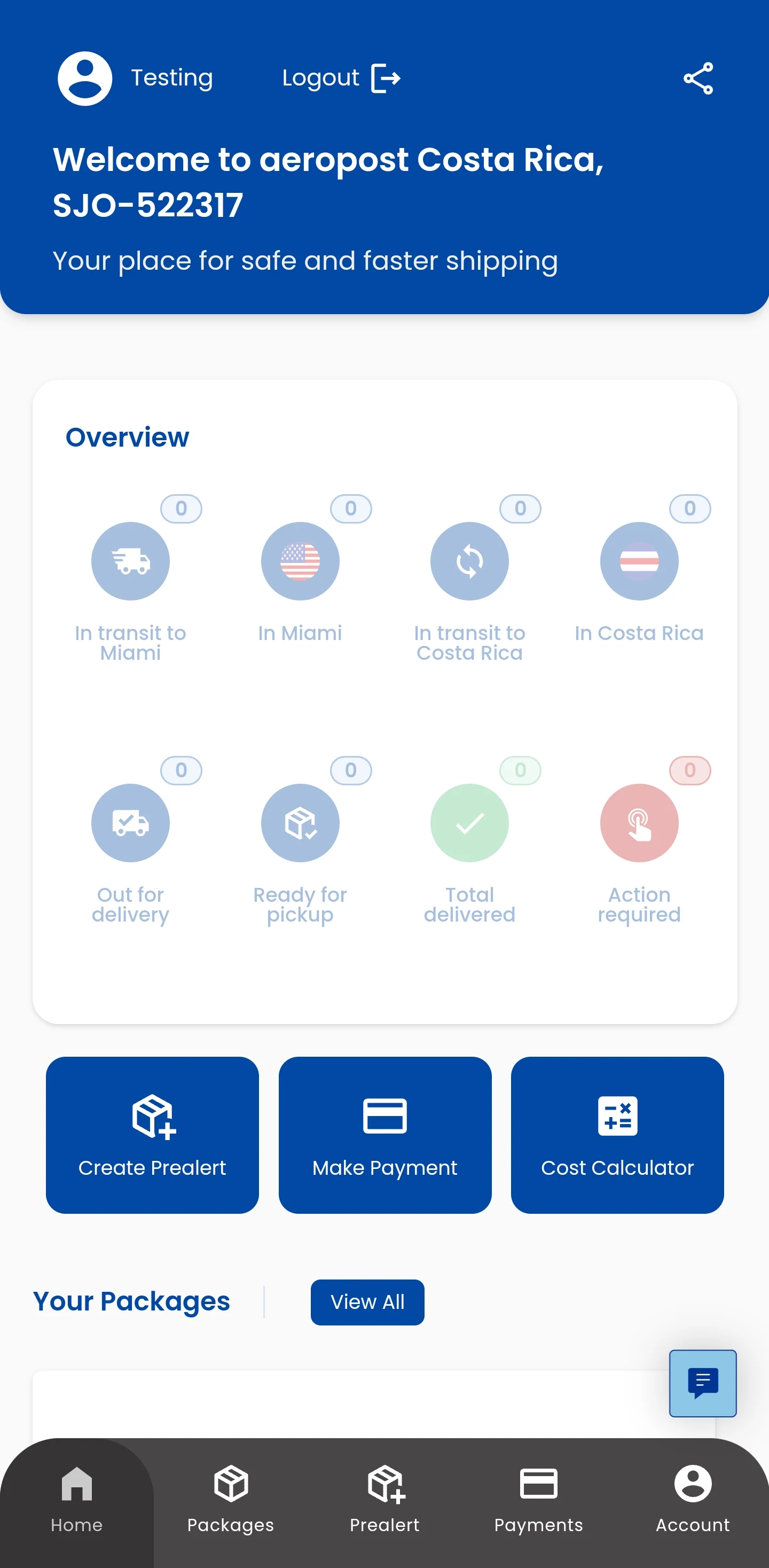 Aeropost International Courier screenshot